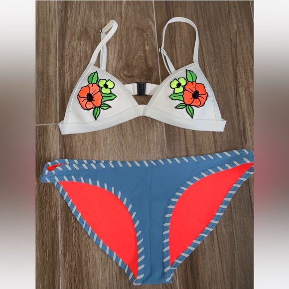 Triangl Floral Blue White Bikini XS and Small - Picture 2 of 6